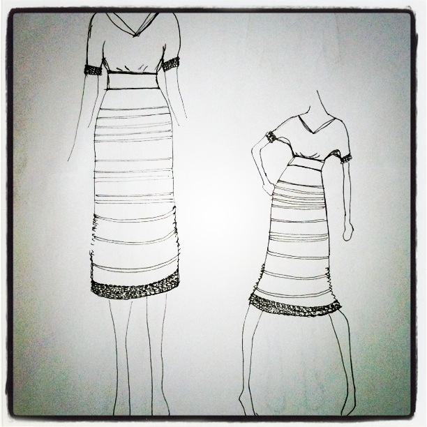 Abstract Modern Fashion Dress Outline - Art Line Drawing