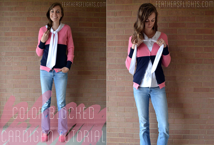 Color Blocked Cardigan by Feather's Flights- Stretch Yourself Series at One Little Minute Blog