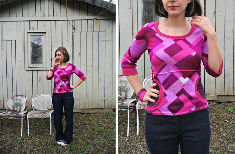 Front Pocket Tee Variation by Lladybird - Stretch Yourself Series at One Little Minute Blog