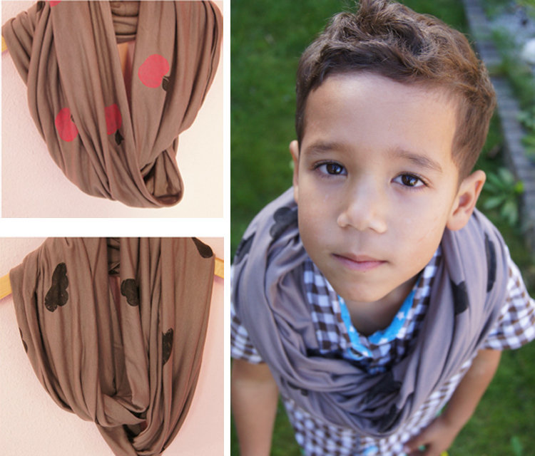 Stamped Infinity Scarf by Anu*Miki- Stretch Yourself Series at One Little Minute Blog