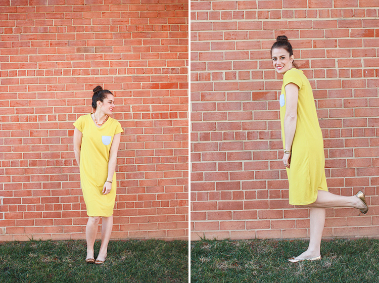 Turn a Tee Pattern Into a Dress - One Little Minute Blog -Simple Tee Dress