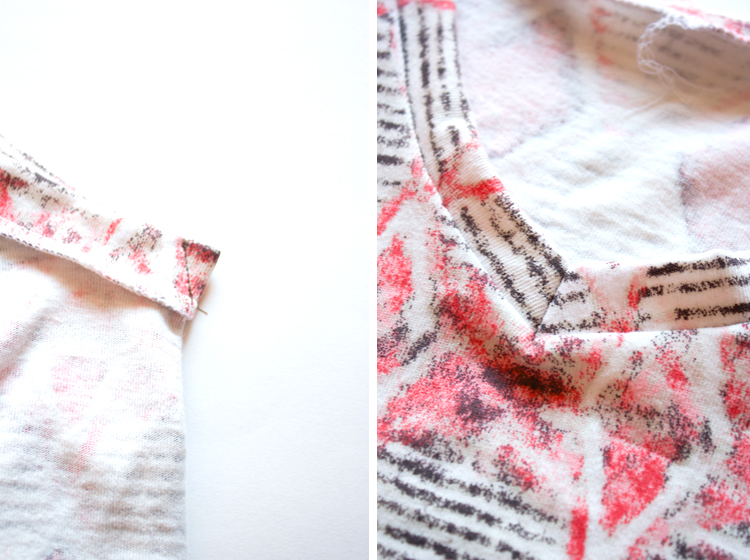 Turn a Tee Pattern Into a Dress - One Little Minute Blog -v-neck