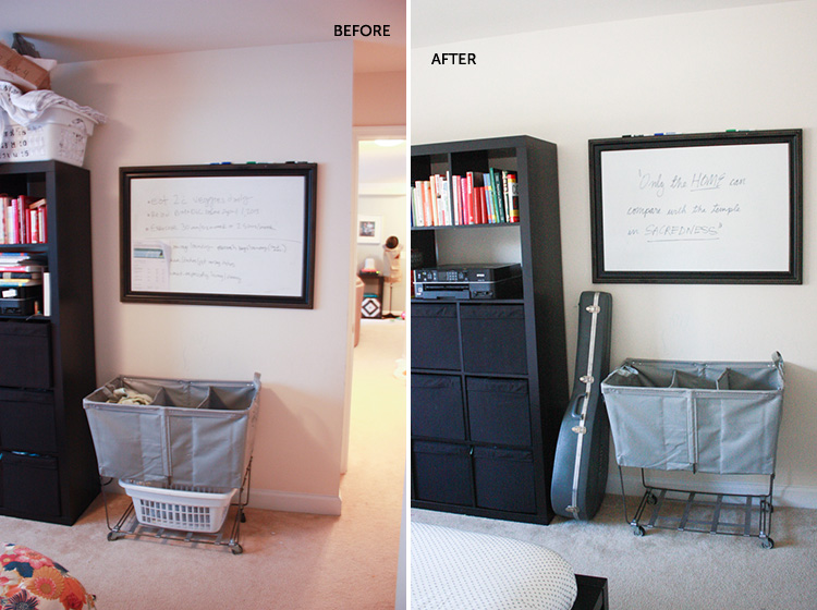 Simple Bedroom Redo-Laundry Bin-One Little Minute Blog