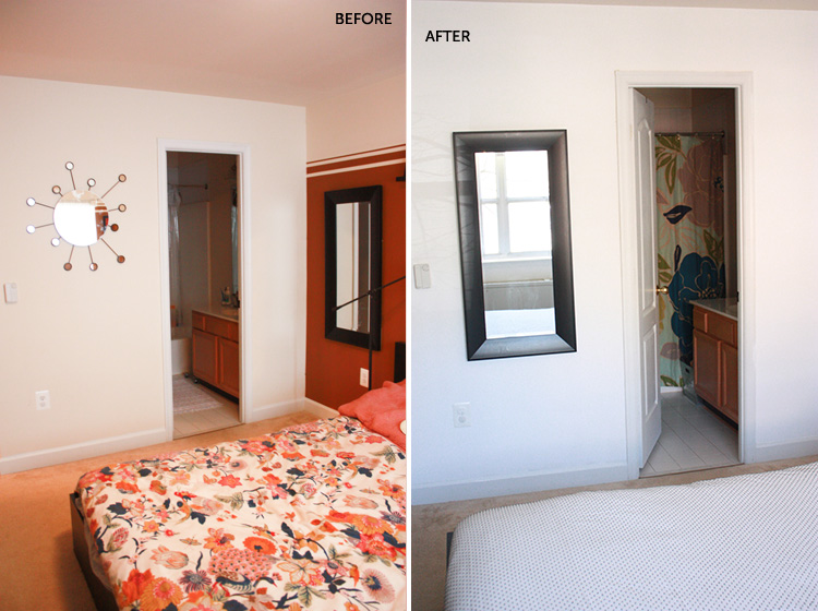 Simple Bedroom Redo-Towards Bathroom-One Little Minute Blog