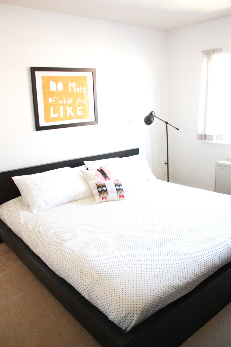 Simple White Bedroom- One Little Minute Blog