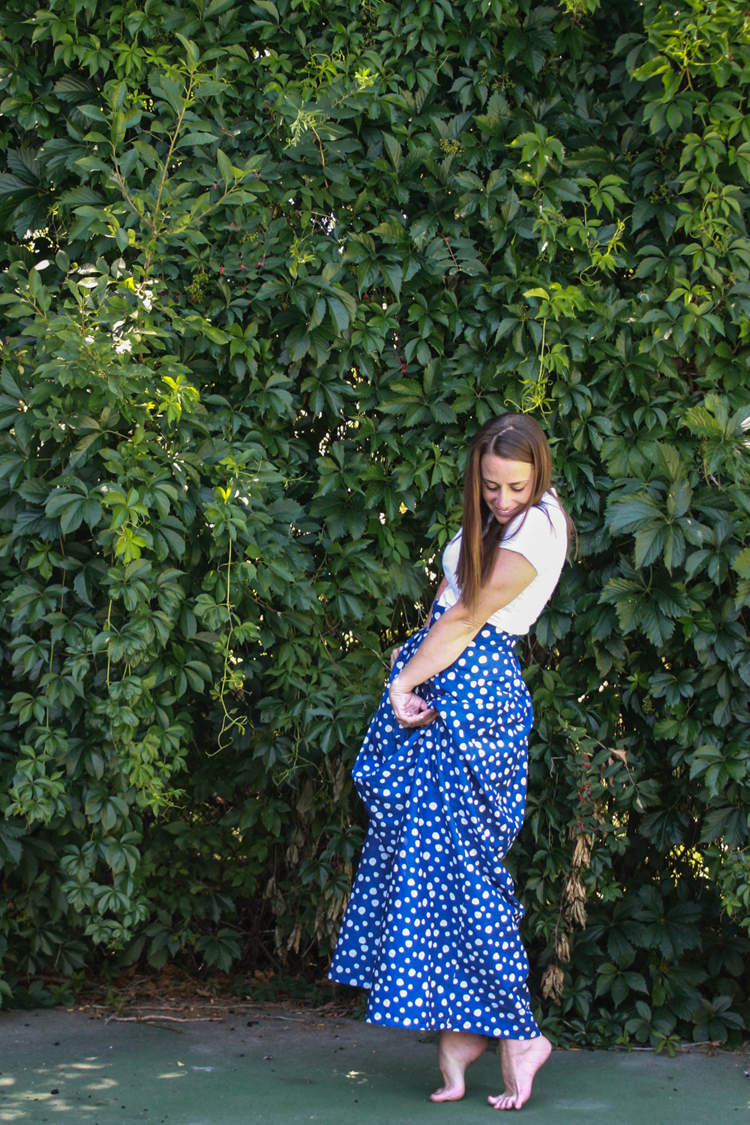 Pleated dot shop maxi skirt