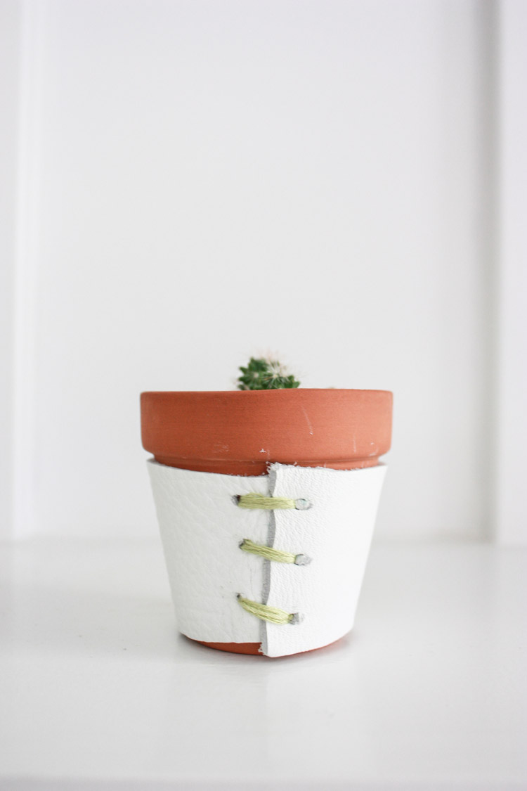 Leather Wrapped Planter DIY-One Little Minute Blog-22
