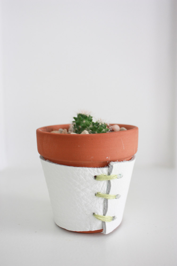 Leather Wrapped Planter DIY-One Little Minute Blog-23