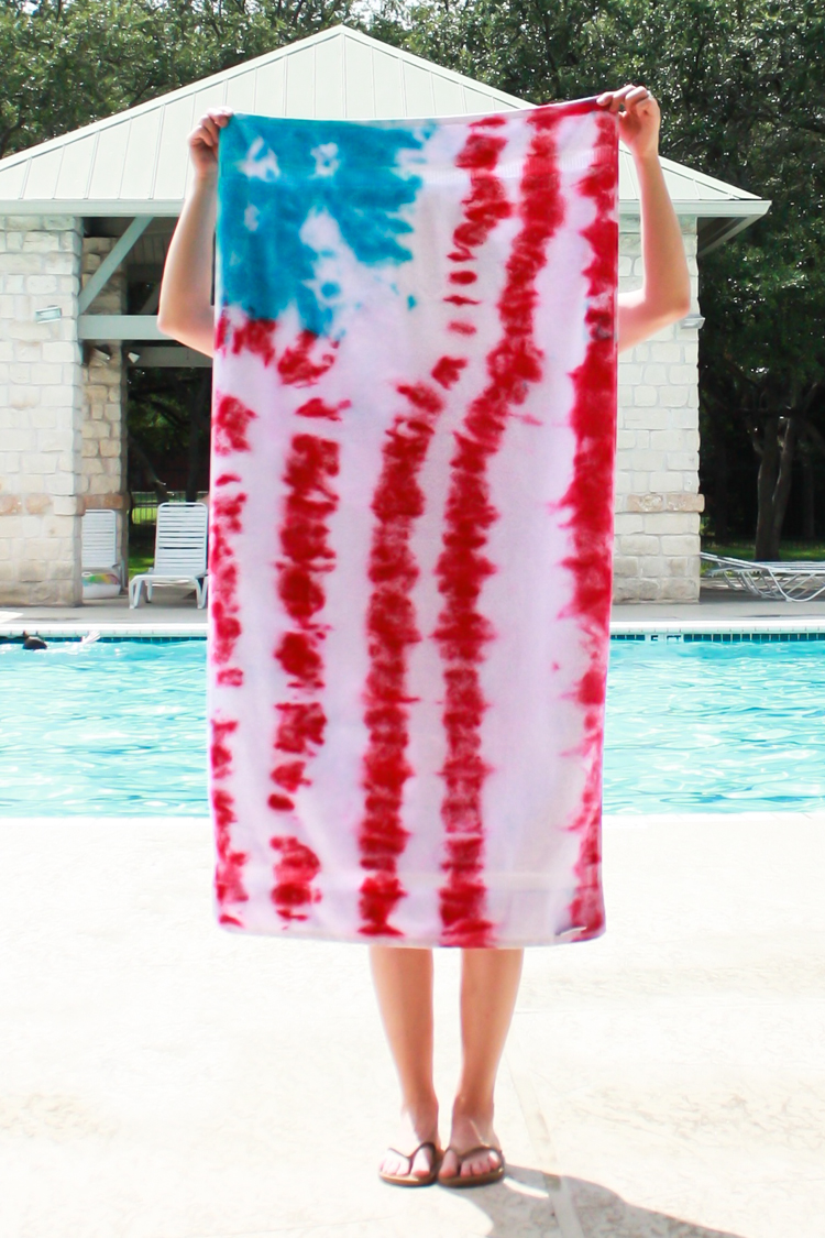 DIY Tie Dye American Flag Towels- One Little Minute-12