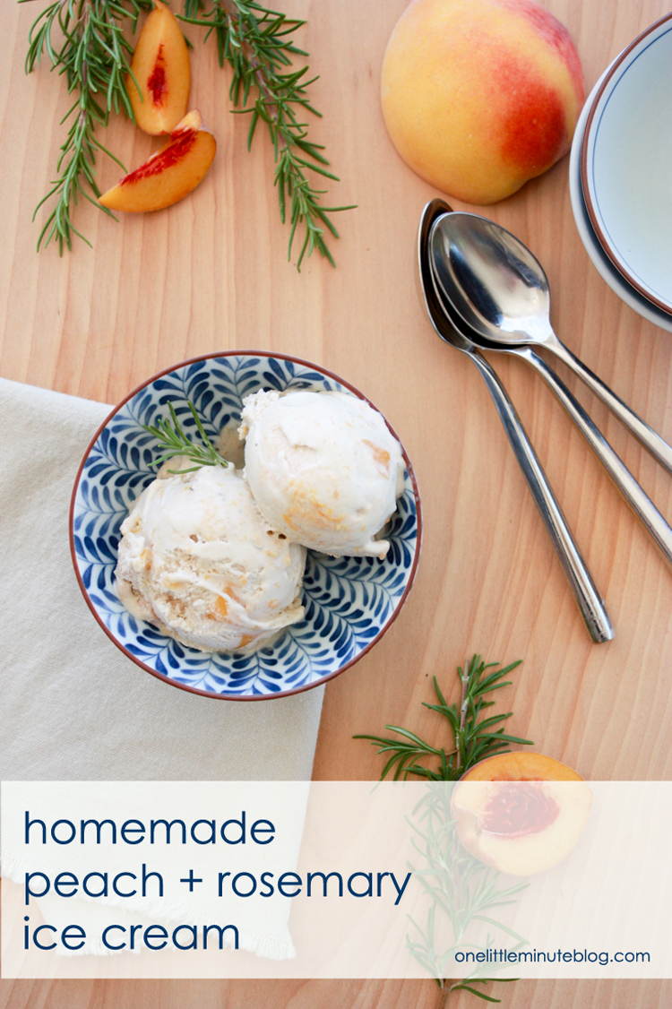 Peach Rosemary Ice Cream Recipe-One Little Minute