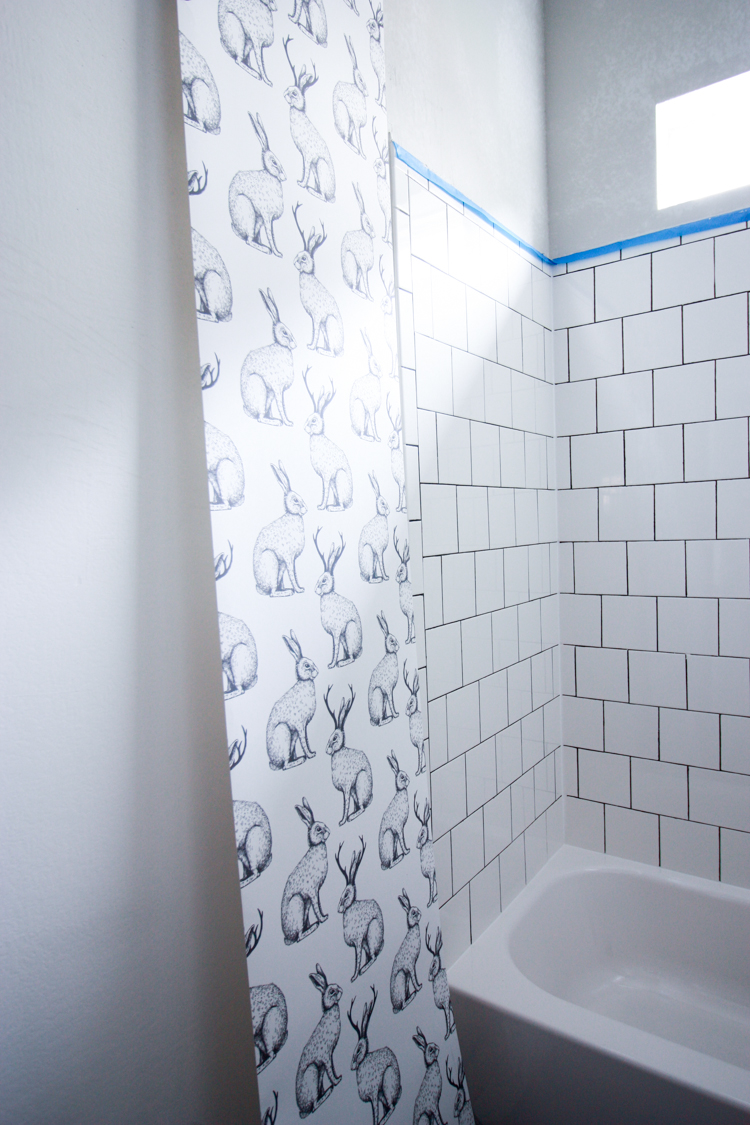 Jackalope Wallpaper over Textured Walls- One Little Minute Blog-19