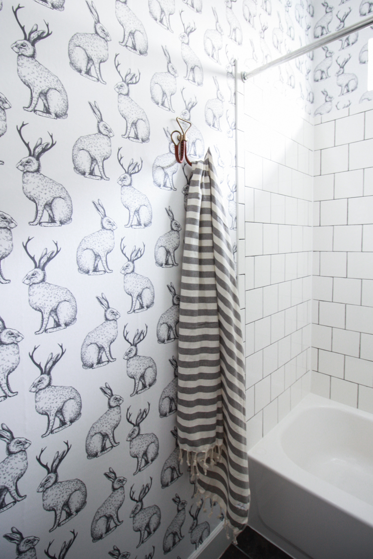 Jackalope Wallpaper over Textured Walls- One Little Minute Blog-32