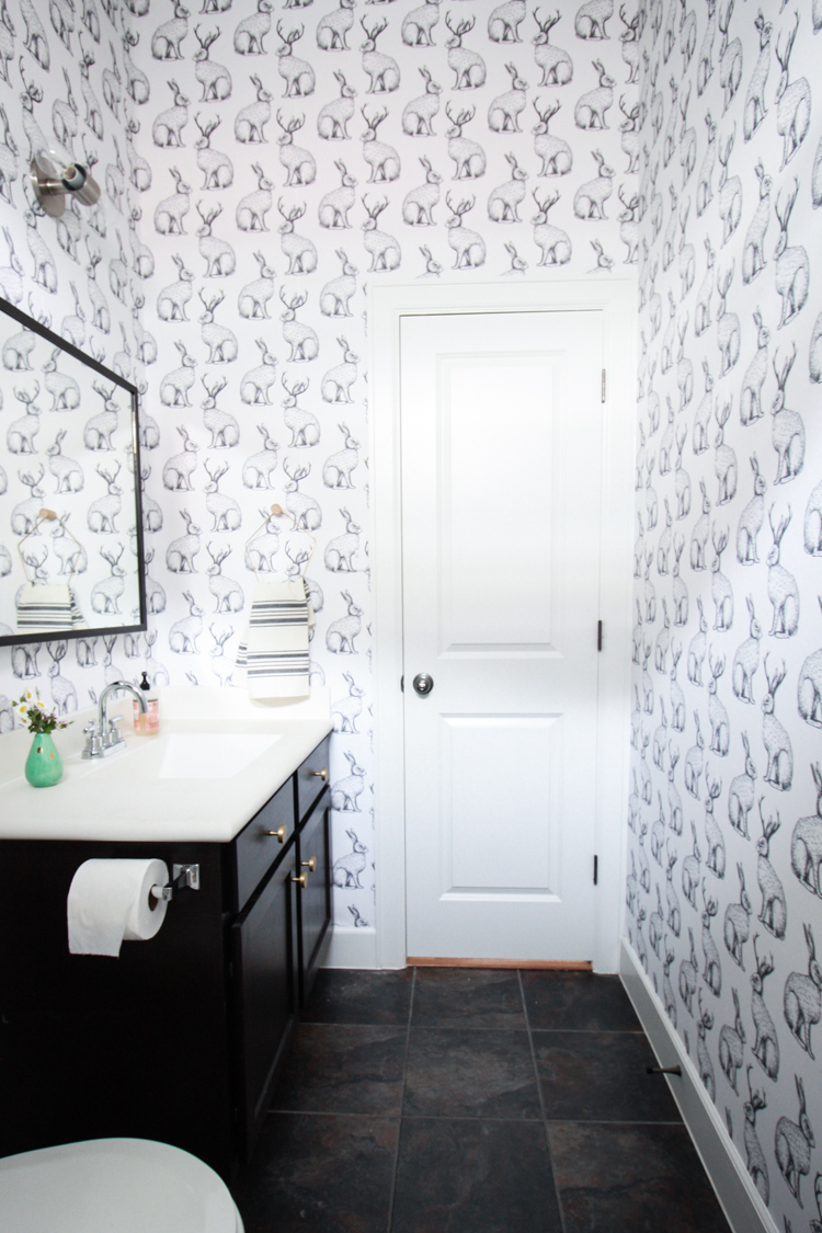 Jackalope Wallpaper over Textured Walls- One Little Minute Blog-36