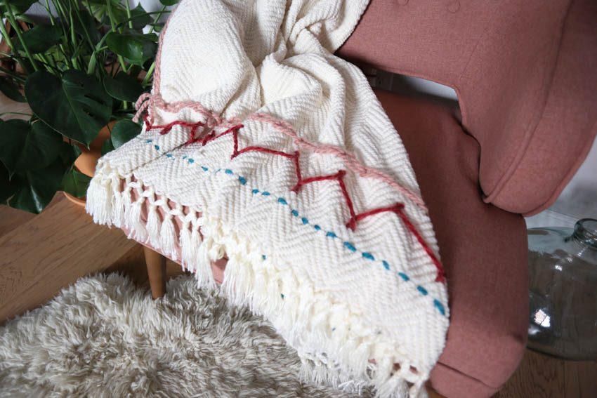 DIY Giant Embroidered Throw Blanket One Little Minute Blog