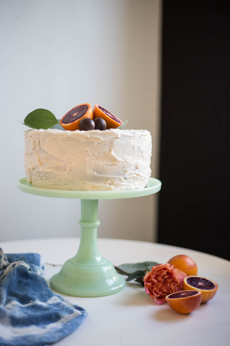 Blood Orange Chocolate Cake with Blood Orange Buttercream and Dark Chocolate Truffles