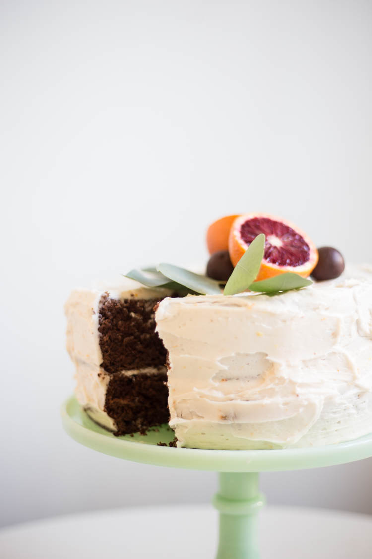 Blood Orange Chocolate Layered Cake with Blood Orange Buttercream