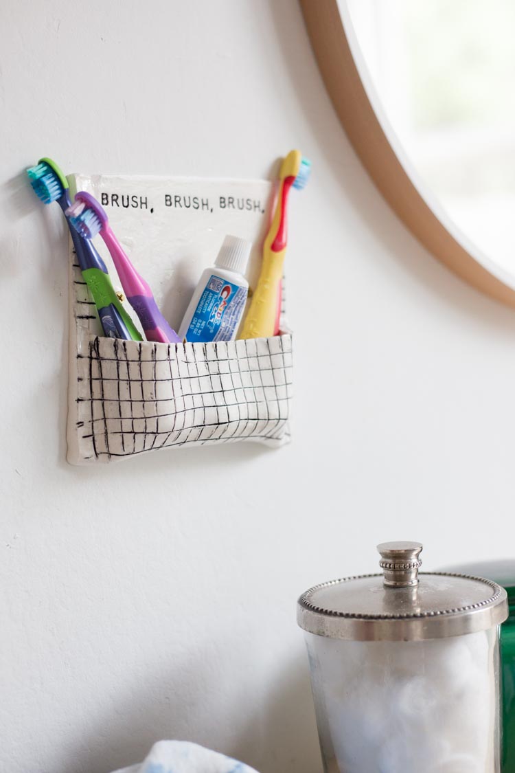 DIY Air Dry Clay Toothbrush Wall Pocket - Live Free Creative Co