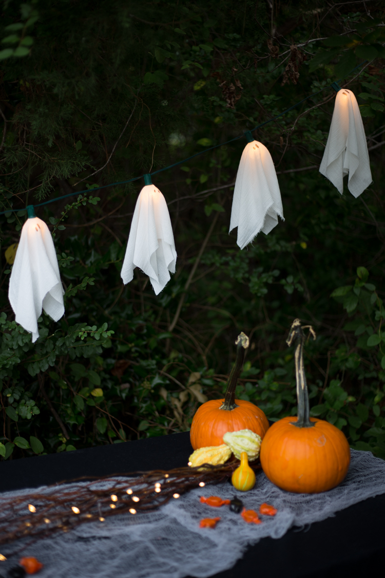 Easy Ghost Lights Halloween Decor - Live Free Creative Co