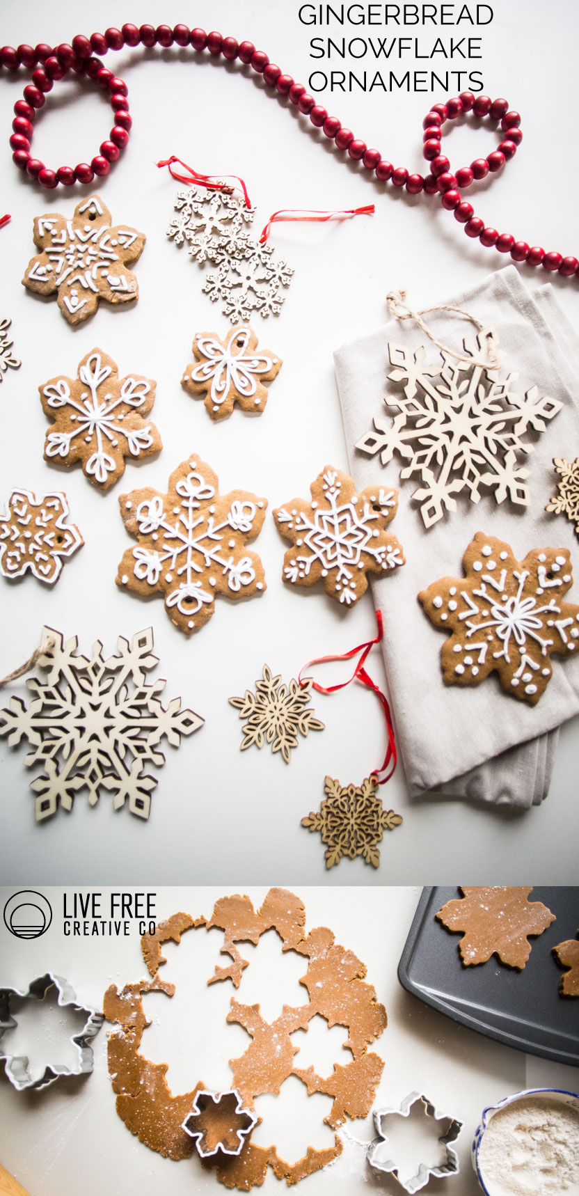Gingerbread Snowflake Ornaments | Live Free Creative Co
