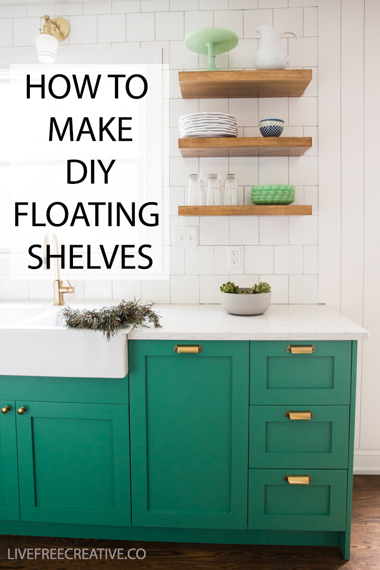 Building DIY FLOATING SHELVES for our Kitchen // Kitchen Remodel